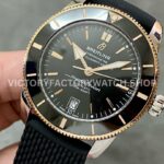 BLS Factory Breitling Superocean Heritage B20 UB2010121B1S1 42mm Half Rose Gold Rubber Strap Black Dial