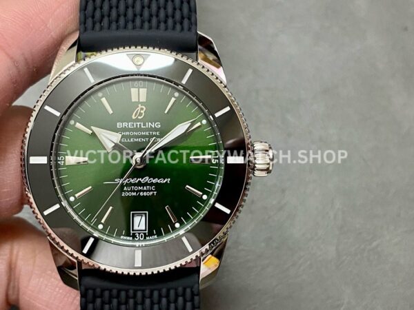 BLS Factory Breitling Superocean Heritage II B20 AB2010121L1S1 42mm Steel Rubber Strap Green Di ( (5) BLS Factory Breitling Superocean Heritage B20 AB2010121L1S1 42mm green dial rubber strap