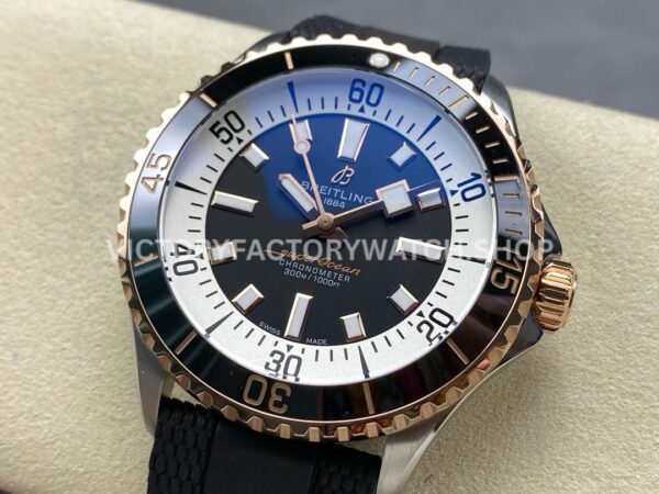 BLS Factory Breitling Superocean U17375211B1S1 42mm Half Rose Gold Black Rubber Strap Black Dial