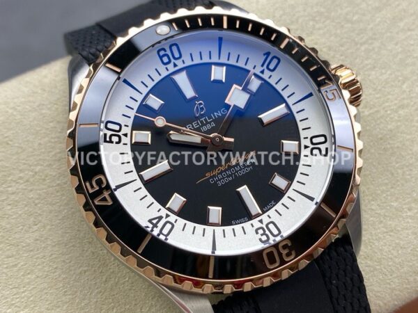 BLS Factory Breitling Superocean U17375211B1S1 42mm Half Rose Gold Black Rubber Strap Black Dial