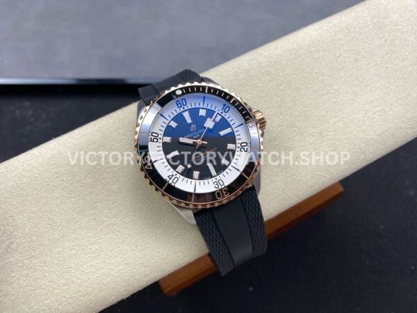 BLS Factory Breitling Superocean U17375211B1S1 42mm Half Rose Gold Black Rubber Strap Black Dial