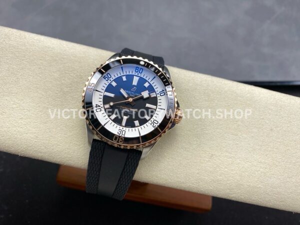 BLS Factory Breitling Superocean U17375211B1S1 42mm Half Rose Gold Black Rubber Strap Black Dial