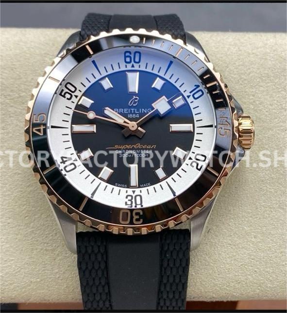 BLS Factory Breitling Superocean U17375211B1S1 42mm black dial black rubber strap