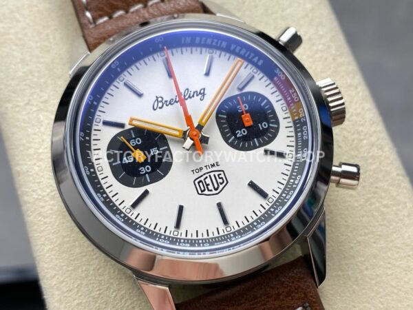 BLS Factory Breitling Top Time B01 A233101A1A1X1 42mm Steel Brown Leather Strap Black Eye White Dial (6) BLS Factory Breitling Top Time B01 A233101A1A1X1 42mm Steel Brown Leather Strap Black Eye White Dial