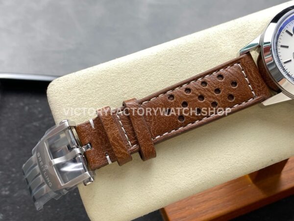 BLS Factory Breitling Top Time B01 A233101A1A1X1 42mm Steel Brown Leather Strap Black Eye White Dial (9) BLS Factory Breitling Top Time B01 A233101A1A1X1 42mm Steel Brown Leather Strap Black Eye White Dial