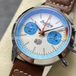 BLS Factory Breitling Top Time B01 A233112A1A1X1 42mm Steel Brown Leather Strap Light Blue Eye White Dial