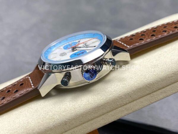 BLS Factory Breitling Top Time B01 A233112A1A1X1 42mm Steel Brown Leather Strap Light Blue Eye White Dial