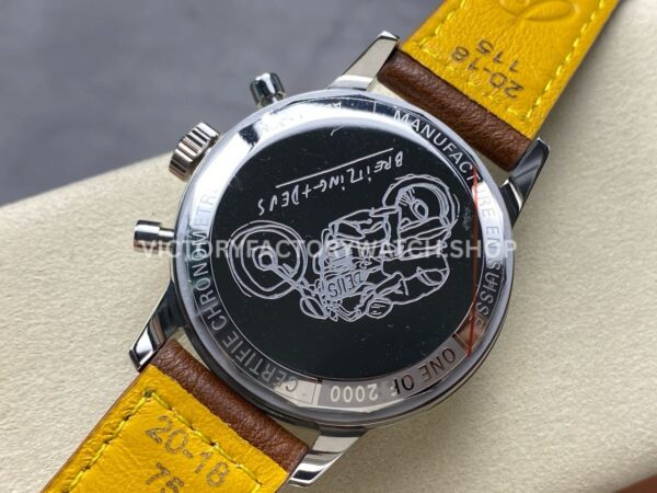 BLS Factory Breitling Top Time B01 A233112A1A1X1 42mm Steel Brown Leather Strap Light Blue Eye White Dial