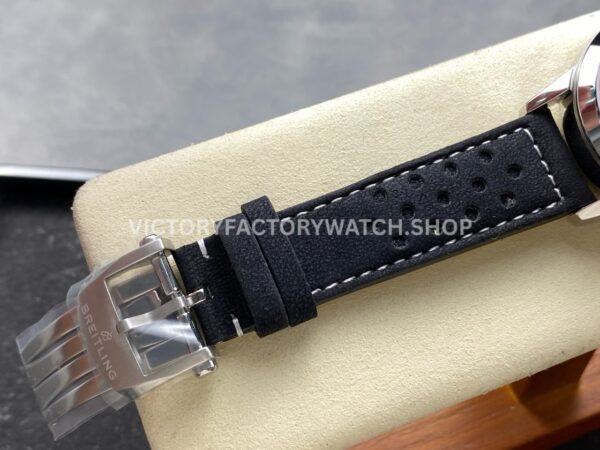 BLS Factory Breitling Top Time B01 A25310241K1X1 42mm Steel Black Leather Strap Red Dial