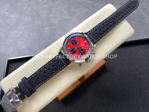 BLS Factory Breitling Top Time B01 A25310241K1X1 42mm Steel Black Leather Strap Red Dial