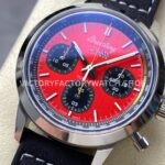 BLS Factory Breitling Top Time B01 A25310241K1X1 42mm Steel Black Leather Strap Red Dial