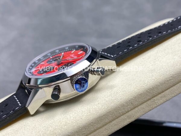 BLS Factory Breitling Top Time B01 A25310241K1X1 42mm Steel Black Leather Strap Red Dial