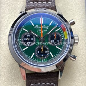 BLS Breitling Top Time AB01762A1L1X1 green dial black leather strap