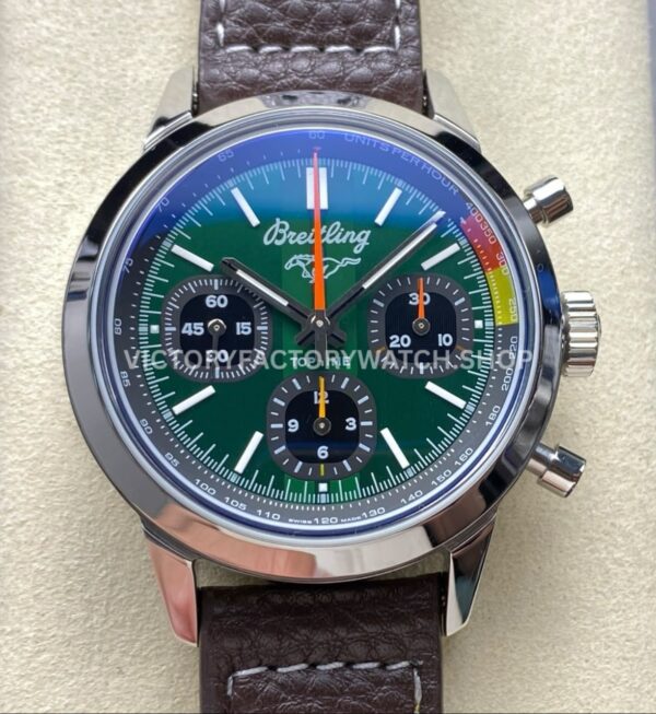 BLS Breitling Top Time AB01762A1L1X1 green dial black leather strap