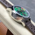 BLS Factory Breitling Top Time B01 AB01762A1L1X1 42mm Steel Black Leather Strap Green Dial