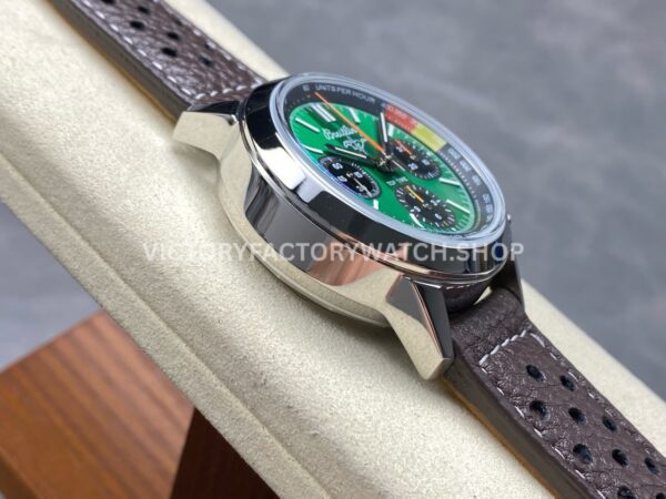 BLS Factory Breitling Top Time B01 AB01762A1L1X1 42mm Steel Black Leather Strap Green Dial