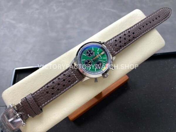 BLS Factory Breitling Top Time B01 AB01762A1L1X1 42mm Steel Black Leather Strap Green Dial
