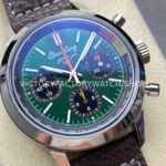 BLS Factory Breitling Top Time B01 AB01762A1L1X1 42mm Steel Black Leather Strap Green Dial