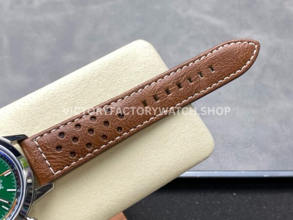 BLS Factory Breitling Top Time B01 AB01762A1L1X1 42mm Steel Brown Leather Strap Green Dial