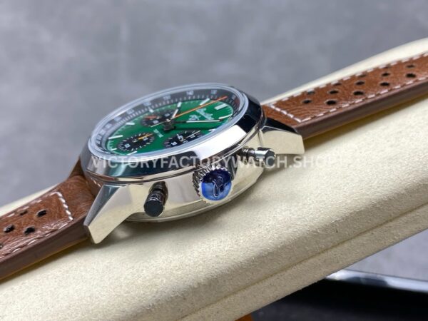 BLS Factory Breitling Top Time B01 AB01762A1L1X1 42mm Steel Brown Leather Strap Green Dial