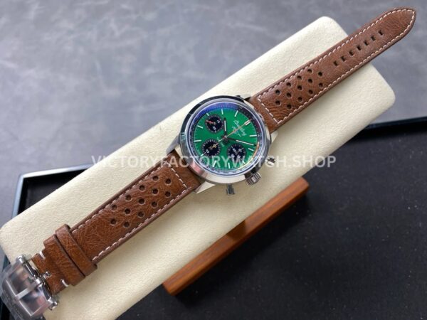 BLS Factory Breitling Top Time B01 AB01762A1L1X1 42mm Steel Brown Leather Strap Green Dial