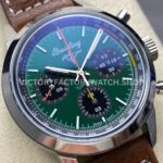 BLS Factory Breitling Top Time B01 AB01762A1L1X1 42mm Steel Brown Leather Strap Green Dial