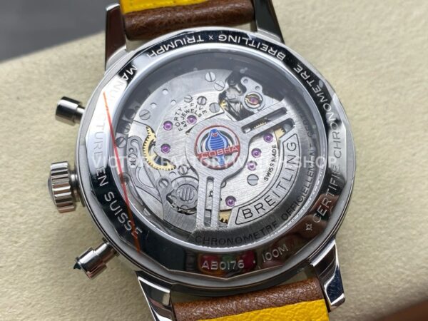 BLS Factory Breitling Top Time B01 AB01763A1C1X1 42mm Steel Brown Leather Strap Blue Dial