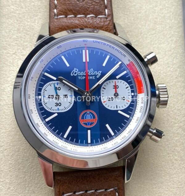 BLS Breitling Top Time B01 AB01763A1C1X1 blue dial brown leather