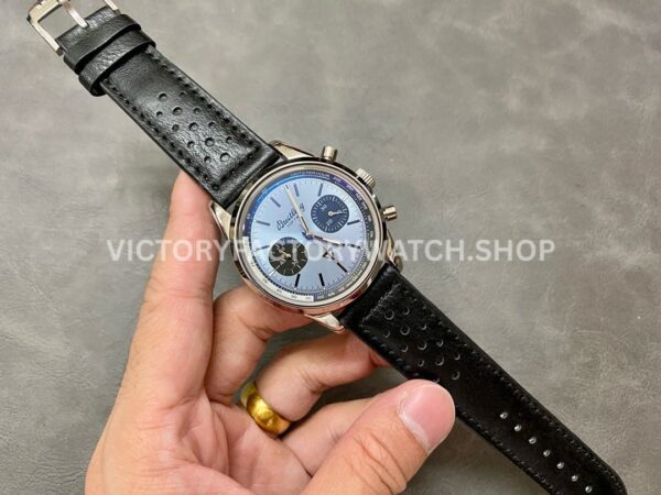 BLS Factory Breitling Top Time B01 AB01764A1C1X1 42mm Steel Black Leather Strap Light Blue Dial