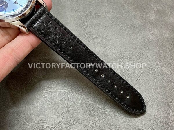 BLS Factory Breitling Top Time B01 AB01764A1C1X1 42mm Steel Black Leather Strap Light Blue Dial