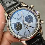 BLS Factory Breitling Top Time B01 AB01764A1C1X1 42mm Steel Black Leather Strap Light Blue Dial