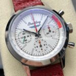BLS Factory Breitling Top Time B01 AB01766A1A1X1 42mm Steel Red Leather Strap White Dial