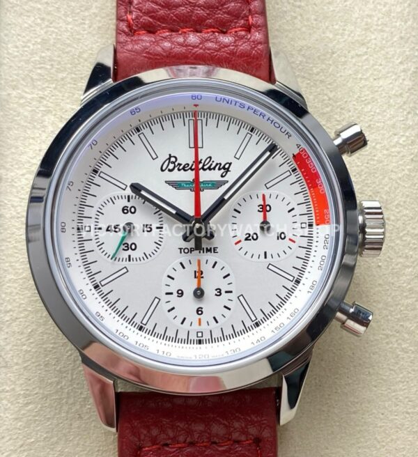 BLS Breitling Top Time B01 AB01766A1A1X1 white dial red leather