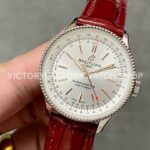 BLS Factory Breitling Women Navitimer A17327211G1P1 35mm Steel Leather Strap Silver Dial
