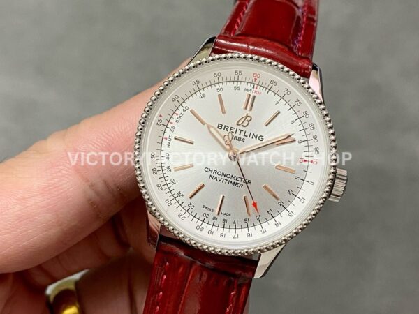 BLS Factory Breitling Women Navitimer A17327211G1P1 35mm Steel Leather Strap Silver Dial