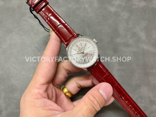 BLS Factory Breitling Women Navitimer A17327211G1P1 35mm Steel Leather Strap Silver Dial