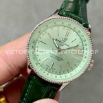 BLS Factory Breitling Women Navitimer A17327361L1P1 35mm Steel Leather Strap Green Dial