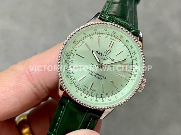 BLS Factory Breitling Women Navitimer A17327361L1P1 35mm Steel Leather Strap Green Dial