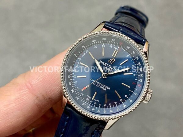 BLS Factory Breitling Women Navitimer A17395161C1P2 35mm Steel Leather Strap Blue Dial