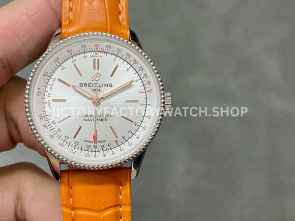 BLS Factory Breitling Women Navitimer A17395F41G1P3 35mm Steel Leather Strap Silver Dial (8) BLS Breitling Women Navitimer A17395F41G1P3 silver dial