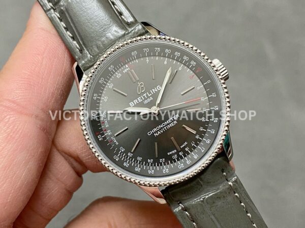 BLS Factory Breitling Women's Navitimer R17395211A1P1 35mm Steel Leather Strap Grey Dial