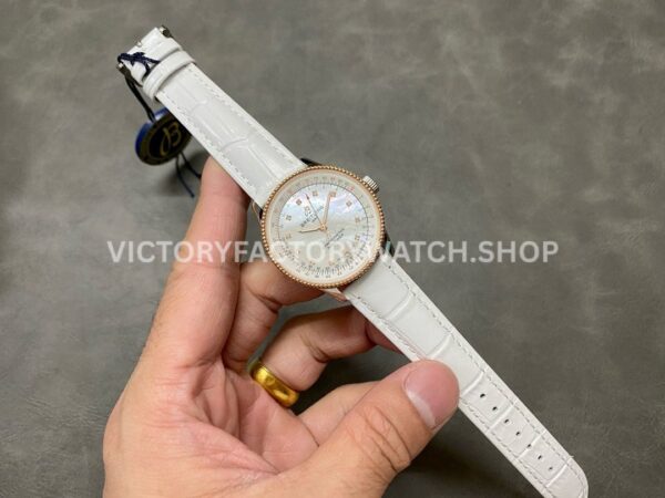 BLS Factory Breitling Women Navitimer U17395211A1P4 35mm Rose Gold&Steel Leather Strap Mot ( (3) BLS Factory Breitling Women Navitimer U17395211A1P4 35mm Rose Gold&Steel Leather Strap Mother of pearl Dial