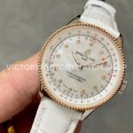 BLS Factory Breitling Women Navitimer U17395211A1P4 35mm Rose Gold&Steel Leather Strap Mot ( (4) BLS Factory Breitling Women Navitimer U17395211A1P4 35mm Rose Gold&Steel Leather Strap Mother of pearl Dial
