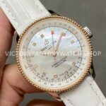 BLS Factory Breitling Women Navitimer U17395211A1P4 35mm Rose Gold&Steel Leather Strap Mot ( (9) BLS Factory Breitling Women Navitimer U17395211A1P4 35mm Rose Gold&Steel Leather Strap Mother of pearl Dial