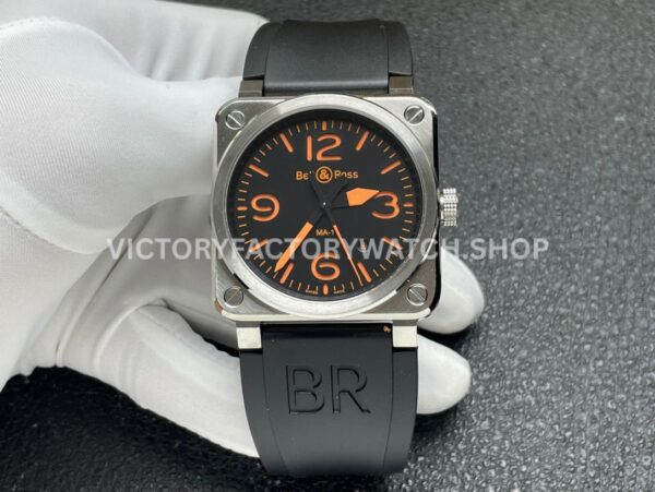 BRF Factory Bell & Ross BR 03 42mm Steel Black Rubber Strap Black Dial (8) BRF Factory Bell & Ross BR-03 42mm steel black dial black rubber strap