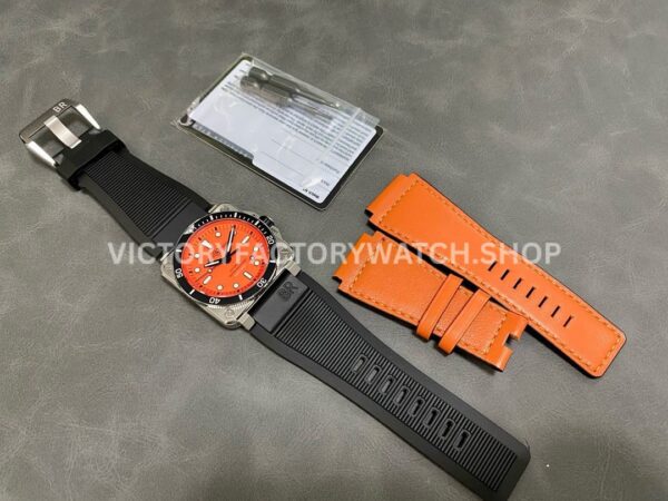 BRF Factory Bell & Ross BR-03-92 42mm Steel Rubber Strap Aluminum Bezel Orange Dial (2) BRF Factory Bell & Ross BR-03-92 42mm Steel Rubber Strap Aluminum Bezel Orange Dial