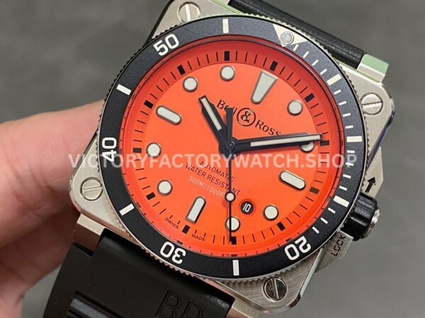 BRF Factory Bell & Ross BR-03-92 42mm Steel Rubber Strap Aluminum Bezel Orange Dial (6) BRF Factory Bell & Ross BR-03-92 42mm Steel Rubber Strap Aluminum Bezel Orange Dial