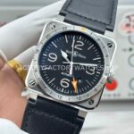 BRF Factory Bell & Ross BR 03-93 GMT 42mm Steel Leather Strap Black Dial (7) BRF Factory Bell & Ross BR-03-93 GMT 42mm Steel Leather Strap Black Dial
