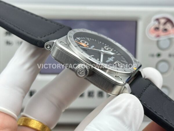 BRF Factory Bell & Ross BR 03-93 GMT 42mm Steel Leather Strap Black Dial (8) BRF Factory Bell & Ross BR-03-93 GMT 42mm Steel Leather Strap Black Dial