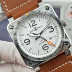 BRF Factory Bell & Ross BR 03-93 GMT 42mm Steel Leather Strap White Dial (6) BRF Factory Bell & Ross BR-03-93 GMT 42mm Steel Leather Strap White Dial